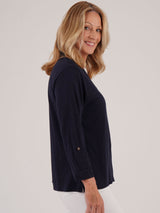 TIGI 14/16 Navy Cotton Modal Shirt - T25 - 39E - Old Railway Line Garden Centre