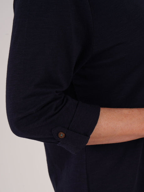 TIGI 14/16 Navy Cotton Modal Shirt - T25 - 39E - Old Railway Line Garden Centre