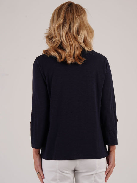 TIGI 14/16 Navy Cotton Modal Shirt - T25 - 39E - Old Railway Line Garden Centre