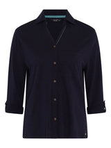 TIGI 14/16 Navy Cotton Modal Shirt - T25 - 39E - Old Railway Line Garden Centre