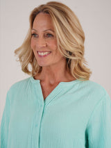 TIGI 14/16 Peppermint Double Weave Notch Neckline Top - T25 - 46E - Old Railway Line Garden Centre