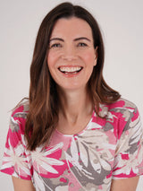 TIGI 14/16 Pink Floral All Over Print Top - T25 - 41B - Old Railway Line Garden Centre