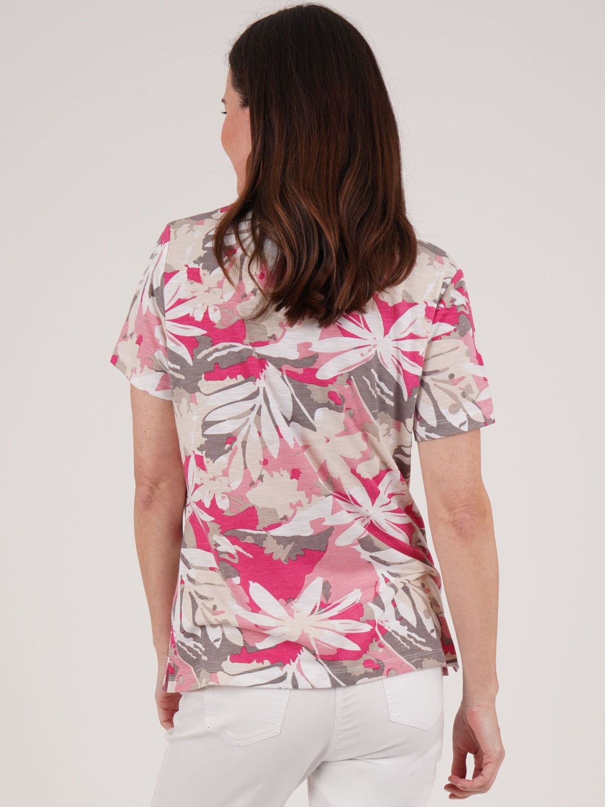 TIGI 14/16 Pink Floral All Over Print Top - T25 - 41B - Old Railway Line Garden Centre