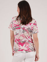 TIGI 14/16 Pink Floral All Over Print Top - T25 - 41B - Old Railway Line Garden Centre