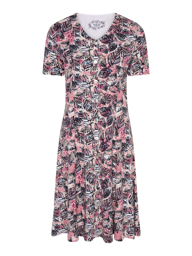 TIGI 14/16 Pink Sunset Leaf Button Dress - T25 - 35E - Old Railway Line Garden Centre