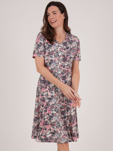 TIGI 14/16 Pink Sunset Leaf Button Dress - T25 - 35E - Old Railway Line Garden Centre