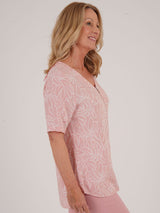 TIGI 14/16 Pink Zip Detail Viscose Dobby Top - T25 - 41A - Old Railway Line Garden Centre