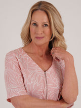 TIGI 14/16 Pink Zip Detail Viscose Dobby Top - T25 - 41A - Old Railway Line Garden Centre