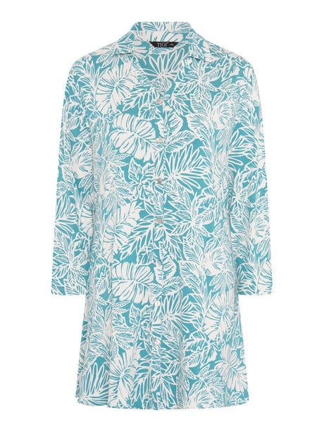 TIGI 14/16 Sea Green Tropical Palm Print Tunic - T25 - 43B - Old Railway Line Garden Centre