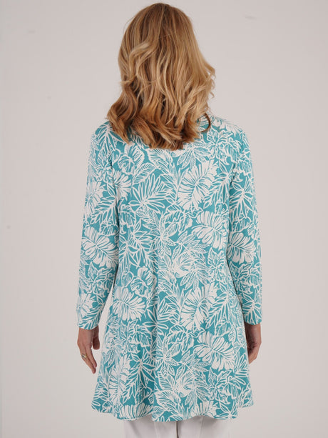 TIGI 14/16 Sea Green Tropical Palm Print Tunic - T25 - 43B - Old Railway Line Garden Centre