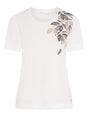 TIGI 14/16 White Crew Neck Leaf Print Placement Top - T25 - 42A - Old Railway Line Garden Centre