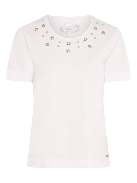 TIGI 14/16 White Eyelet Neck Trim Top - T25 - 42B - Old Railway Line Garden Centre