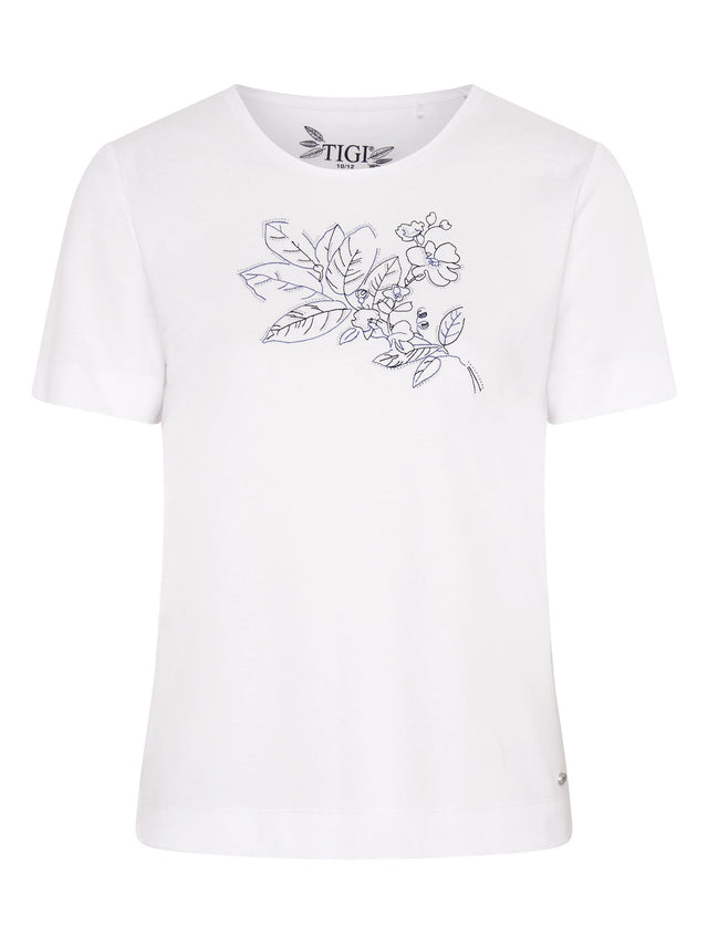 TIGI 14/16 White Floral Embroidery Placement Top - T25 - 36A - Old Railway Line Garden Centre