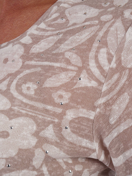 TIGI 14/16 White Ivory Floral Block Print Top - T25 - 44D - Old Railway Line Garden Centre