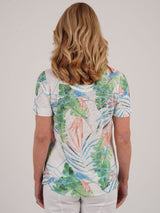 TIGI 14/16 White Paradise Palm Print Devore Top - T25 - 43D - Old Railway Line Garden Centre