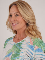 TIGI 14/16 White Paradise Palm Print Devore Top - T25 - 43D - Old Railway Line Garden Centre