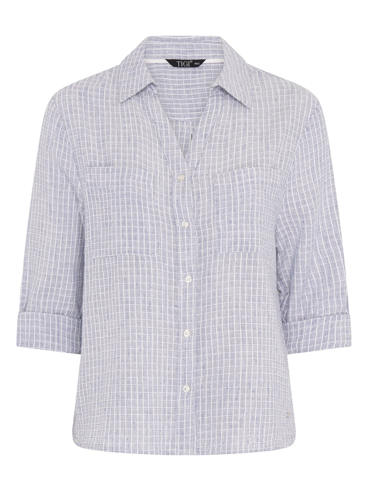 TIGI 18/20 Blue Grid Check Shirt - T25 - 46C - Old Railway Line Garden Centre