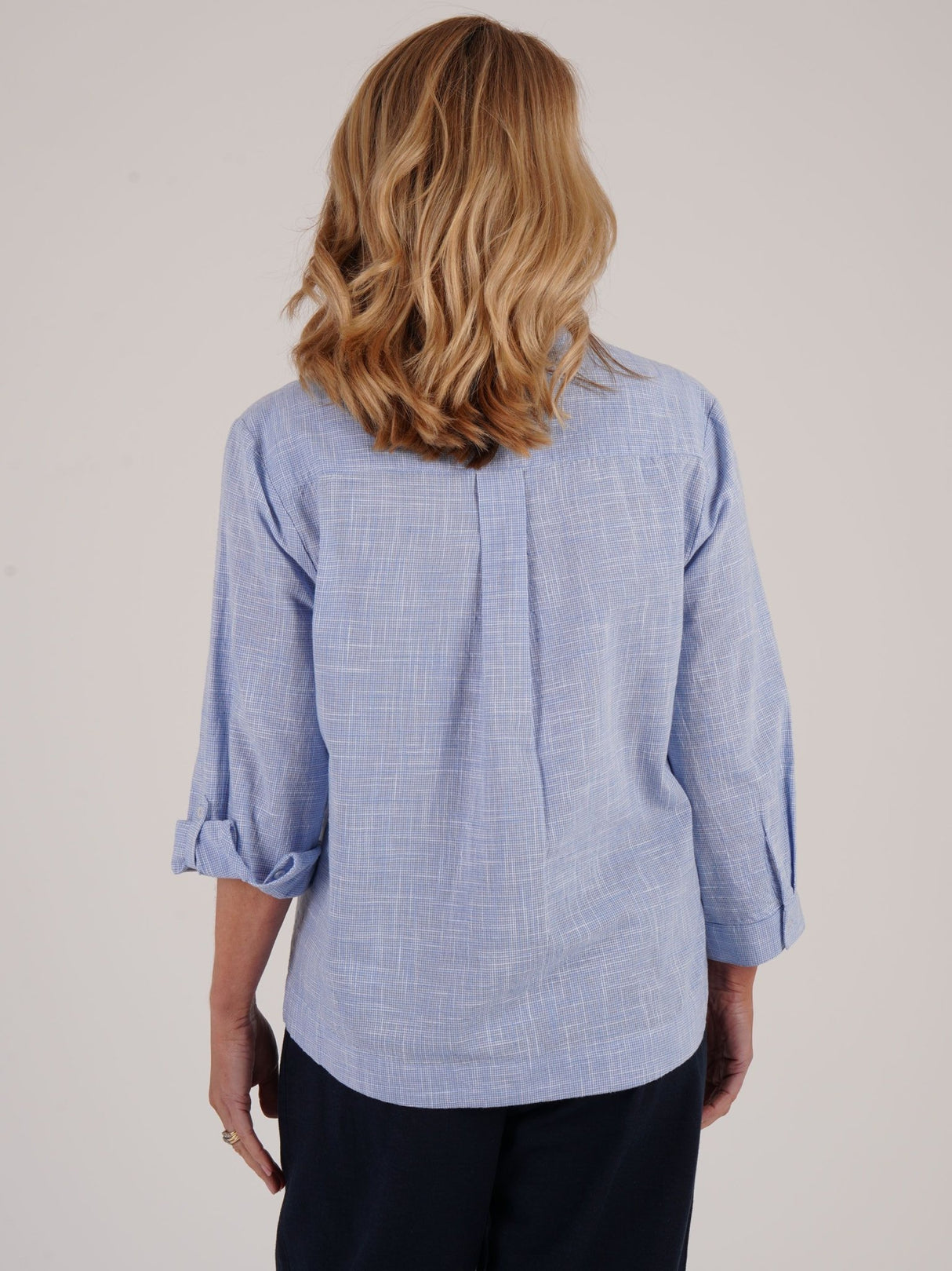 TIGI 18/20 Blue Notch Neck Micro - check Shirt - T25 - 39A - Old Railway Line Garden Centre