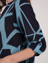 TIGI 18/20 Blue Zig Zag All Over Print Tunic - T25 - 40D - Old Railway Line Garden Centre