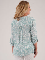 TIGI 18/20 Mint Green Viscose Dobby Notch Neckline Top - T25 - 40A - Old Railway Line Garden Centre