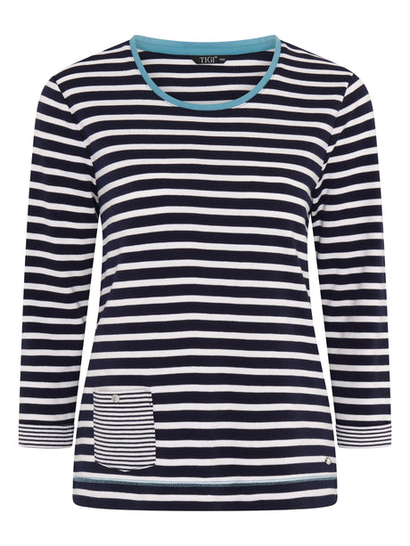 TIGI 18/20 Navy French Stripe With Pocket Top - T25 - 44A - Old Railway Line Garden Centre