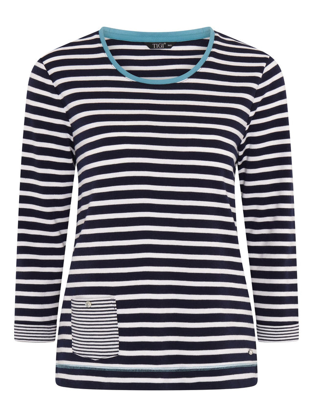 TIGI 18/20 Navy French Stripe With Pocket Top - T25 - 44A - Old Railway Line Garden Centre
