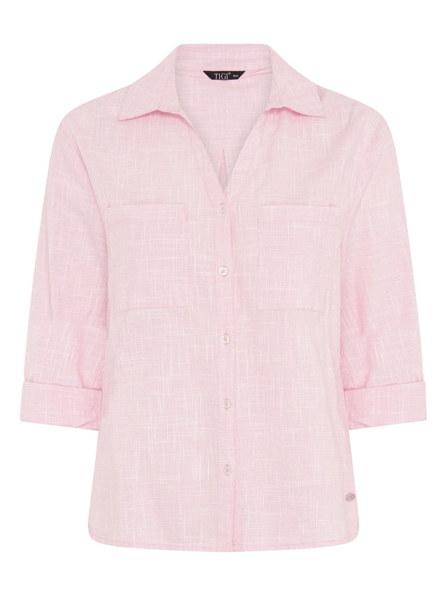 TIGI 18/20 Pink Cotton Micro - check Shirt - T25 - 38A - Old Railway Line Garden Centre