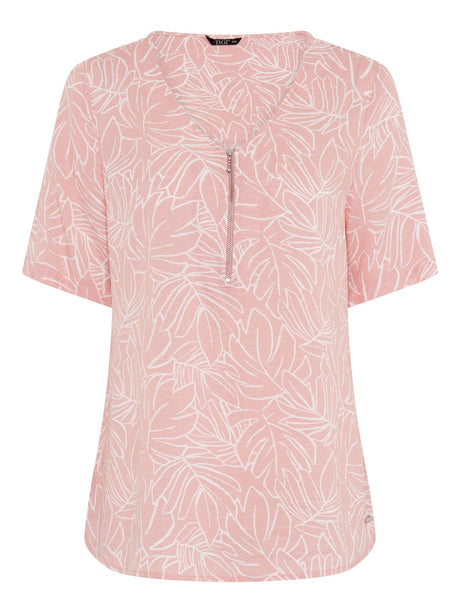 TIGI 18/20 Pink Zip Detail Viscose Dobby Top - T25 - 41A - Old Railway Line Garden Centre