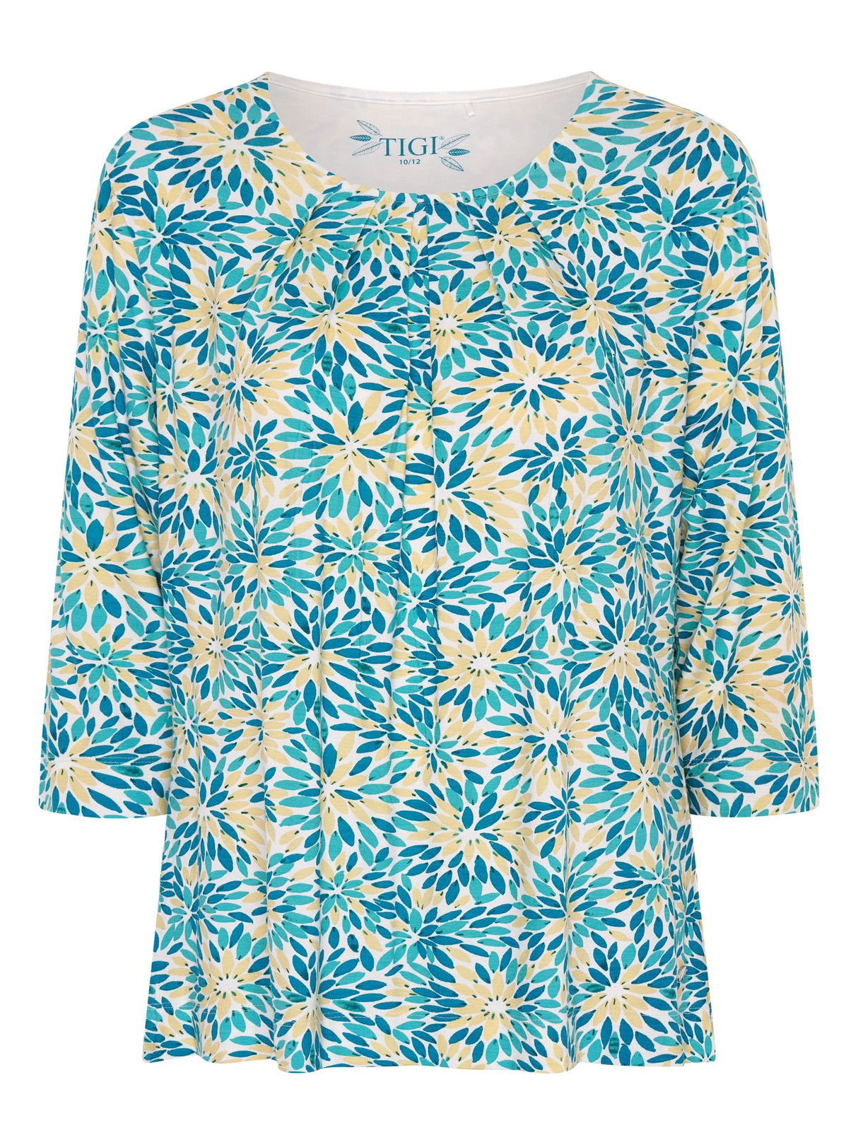 TIGI 18/20 Turquoise Splash Mosiac Ruched Neck Top - T25 - 36B - Old Railway Line Garden Centre