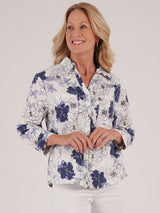 TIGI 18/20 White Floral Cotton Dobby Shirt - T25 - 39D - Old Railway Line Garden Centre