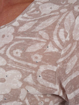 TIGI 18/20 White Ivory Floral Block Print Top - T25 - 44D - Old Railway Line Garden Centre