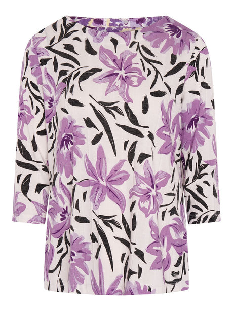 TIGI 22/24 Amethyst Floral Print Wide Rib Jersey - T25 - 32B - Old Railway Line Garden Centre