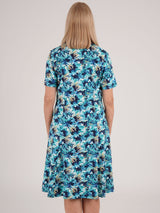 TIGI 22/24 Blue Splash Leaf All - over Print Dress - T25 - 30E - Old Railway Line Garden Centre