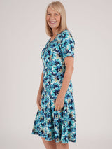 TIGI 22/24 Blue Splash Leaf All - over Print Dress - T25 - 30E - Old Railway Line Garden Centre