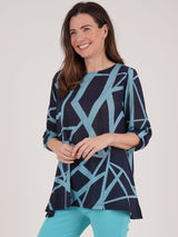 TIGI 22/24 Blue Zig Zag All Over Print Tunic - T25 - 40D - Old Railway Line Garden Centre