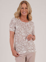 TIGI 22/24 Floral Block Print Top - T25 - 44D - Old Railway Line Garden Centre