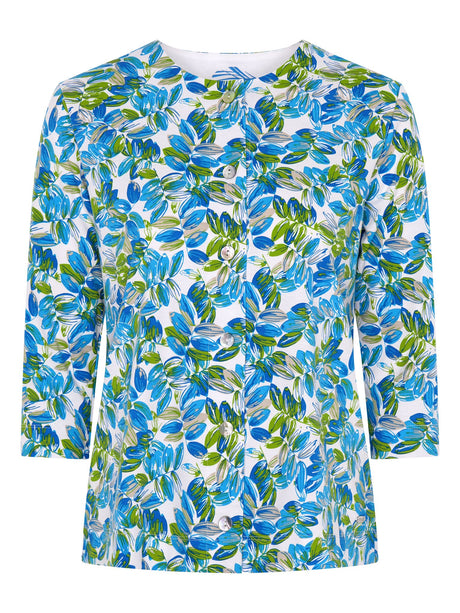 TIGI 22/24 Green Floral All - over Print Cardigan - T25 - 34C - Old Railway Line Garden Centre