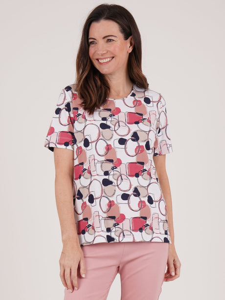 TIGI 22/24 Rose PInk Mod Eco All - over Print Top - T25 - 35C - Old Railway Line Garden Centre