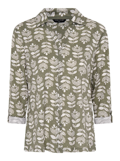 TIGI 22/24 Sage Orla Mod - eco Leaf Print Shirt - T25 - 37D - Old Railway Line Garden Centre