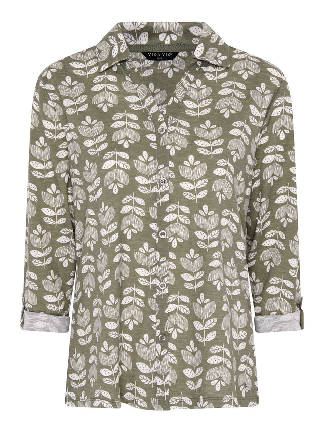 TIGI 22/24 Sage Orla Mod - eco Leaf Print Shirt - T25 - 37D - Old Railway Line Garden Centre