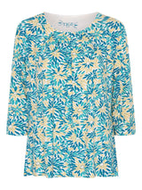 TIGI 22/24 Turquoise Splash Mosiac Ruched Neck Top - T25 - 36B - Old Railway Line Garden Centre