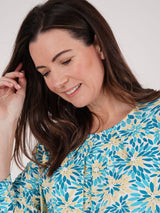 TIGI 22/24 Turquoise Splash Mosiac Ruched Neck Top - T25 - 36B - Old Railway Line Garden Centre