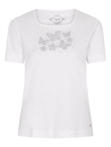 TIGI 22/24 White Butterfly Floral Embellished Top - T25 - 38D - Old Railway Line Garden Centre