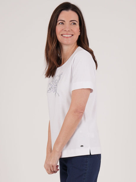 TIGI 22/24 White Floral Embroidery Placement Top - T25 - 36A - Old Railway Line Garden Centre