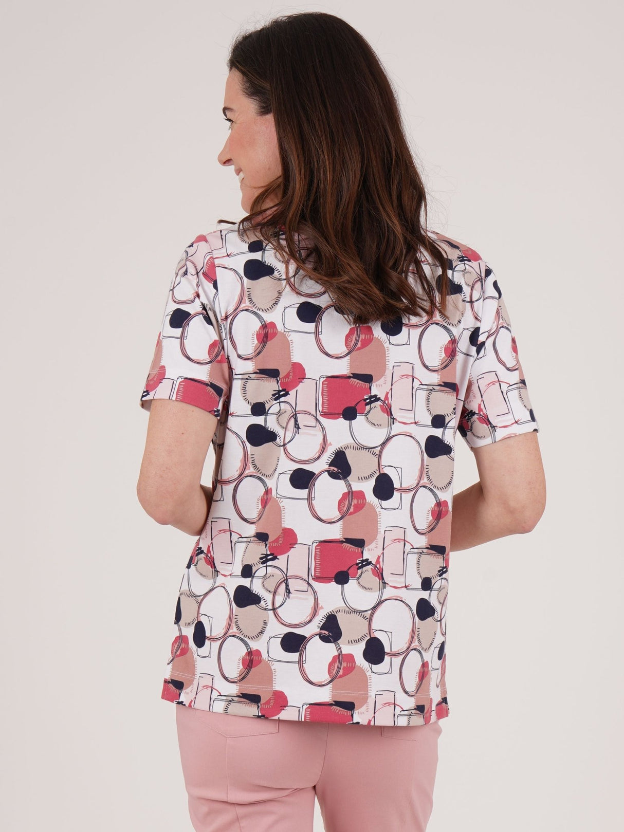 TIGI 8/10 Rose Pink Mod Eco All - Over Print Top - T25 - 35C - Old Railway Line Garden Centre