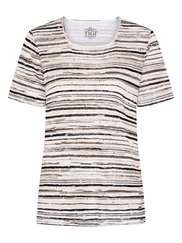 TIGI 8/10 Sage Painterly Stripe Top - T25 - 37B - Old Railway Line Garden Centre