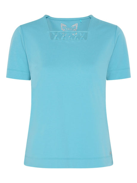 TIGI 8/10 Turquoise Trellis Square Neckline Top - T25 - 33B - Old Railway Line Garden Centre