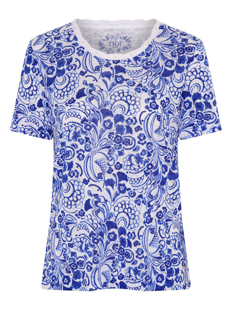 TIGI 8/10 Ultramarine Paisley All - over - print Top - T25 - 39B - Old Railway Line Garden Centre