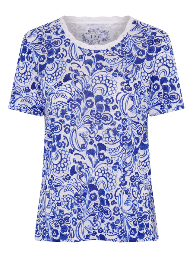 TIGI 8/10 Ultramarine Paisley All - over - print Top - T25 - 39B - Old Railway Line Garden Centre