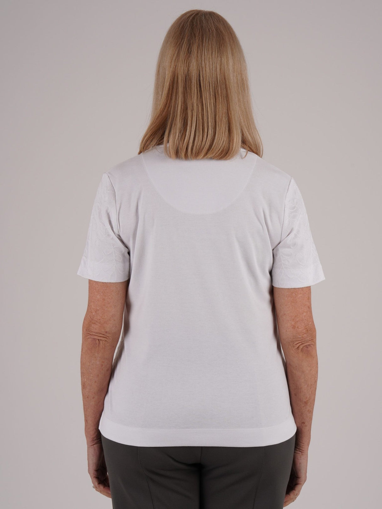 TIGI 8/10 White All - Over Leaf Embroidery Top - T25 - 31A - Old Railway Line Garden Centre